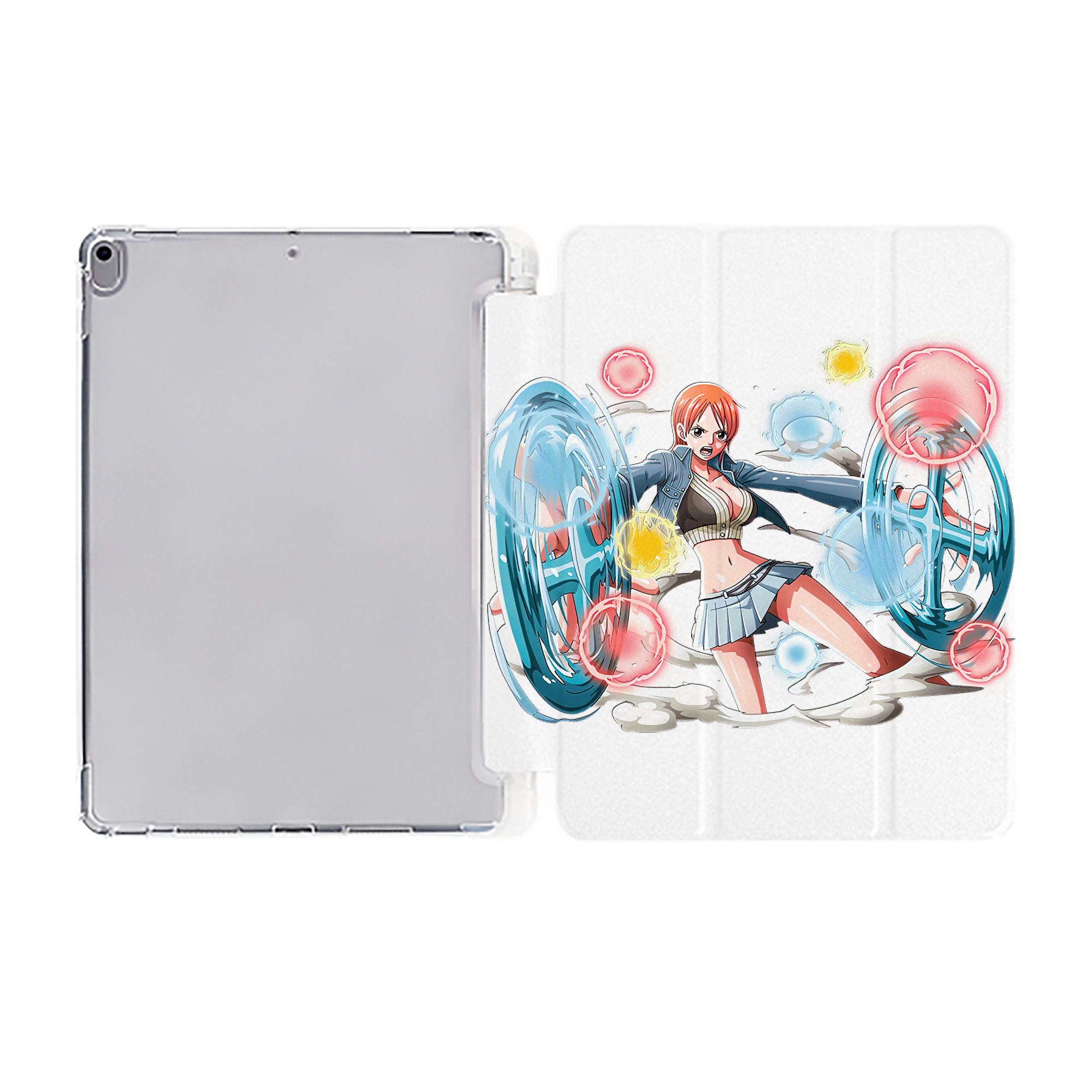 （画像用） ワンピース ナミ ONE PIECE Nami IPad ケース ペン収納付き 三つ折りスタンド PUレザー×シリコン 対応機種9.5/10.5/10.9インチ